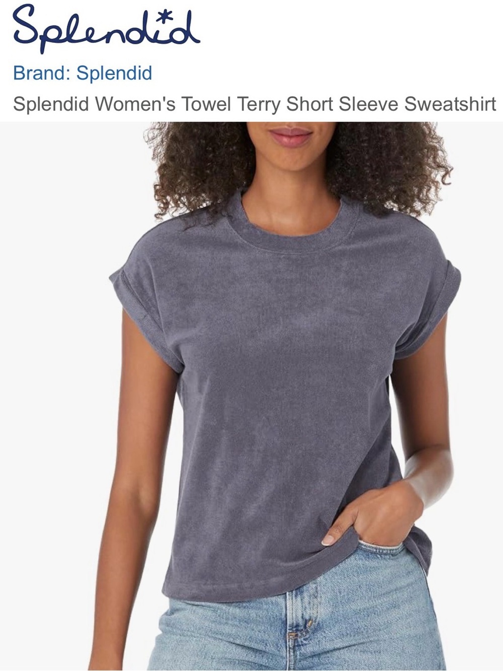 Splendid Navy terry cloth Short Sleeve Top size S